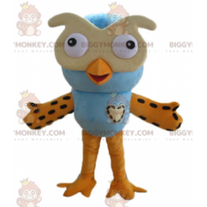 BIGGYMONKEY™ Costume da mascotte grande gufo blu e arancione