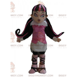 Buntes Haar Mädchen Gothic BIGGYMONKEY™ Maskottchen Kostüm -