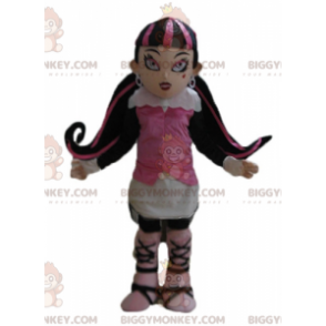 Disfraz de mascota BIGGYMONKEY™ gótica de niña de pelo colorido