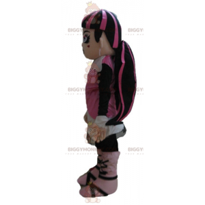 Dívčí gotický kostým maskota BIGGYMONKEY™ s barevnými vlasy –