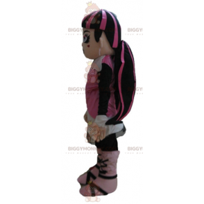Disfraz de mascota BIGGYMONKEY™ gótica de niña de pelo colorido