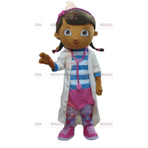 Κορίτσι νοσοκόμα γιατρού με λευκή στολή μασκότ BIGGYMONKEY™ -