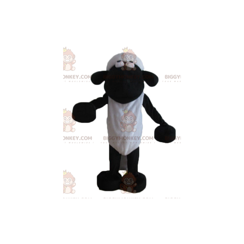 Costume de mascotte BIGGYMONKEY™ de Shaun mouton noir et blanc