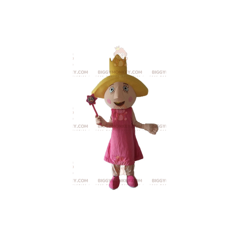 BIGGYMONKEY™ Mascot Costume Fairy Princess In Pink Dress With