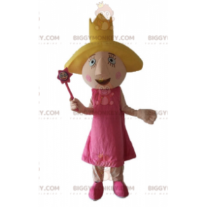 BIGGYMONKEY™ Mascot Costume Fairy Princess In Pink Dress With