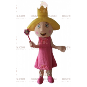 Kostým BIGGYMONKEY™ maskot víla princezna v růžových šatech s