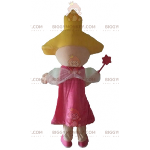 BIGGYMONKEY™ Mascot Costume Fairy Princess In Pink Dress With