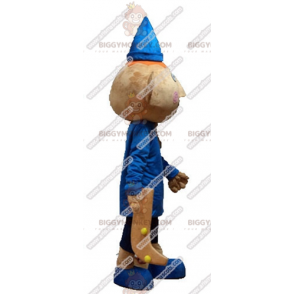 Roter Kobold BIGGYMONKEY™ Maskottchenkostüm in blauem Outfit