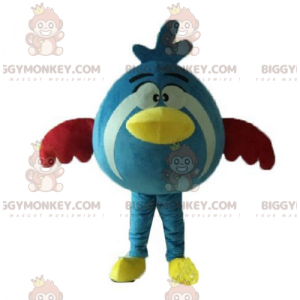 Costume de mascotte BIGGYMONKEY™ d'oiseau bleu jaune et rouge