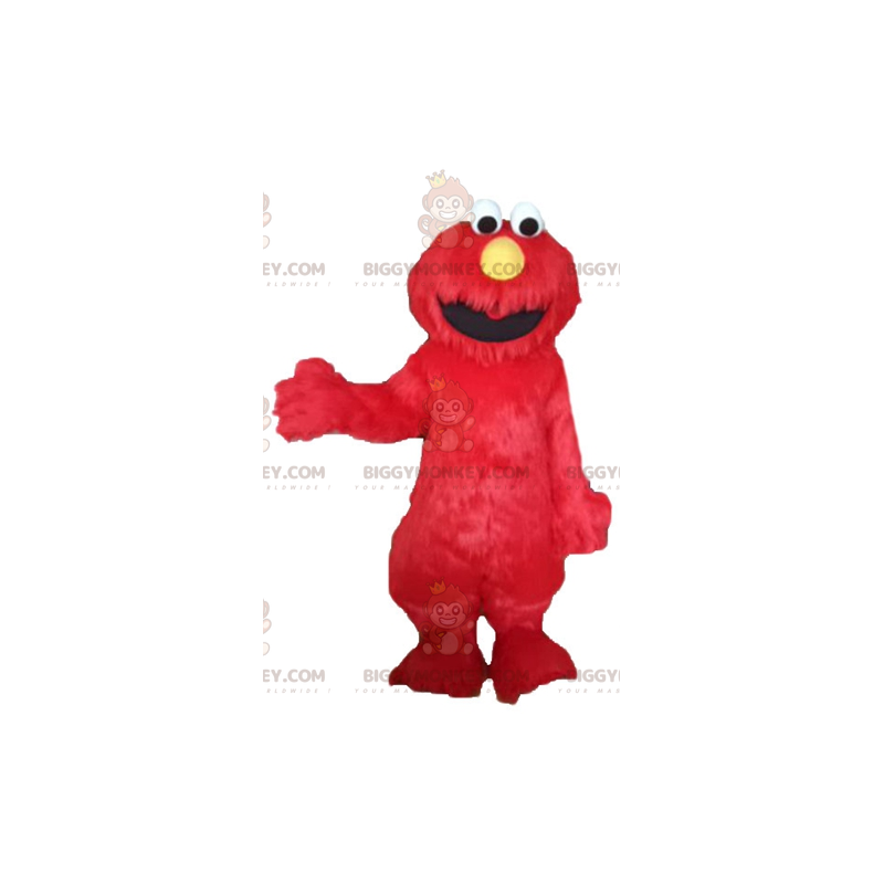 Costume della mascotte del famoso burattino Elmo di Sesame