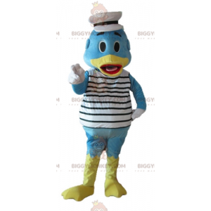 Disfraz de mascota BIGGYMONKEY™ Pato azul y amarillo vestido de