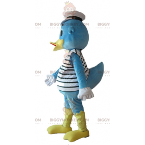 BIGGYMONKEY™ Costume da mascotte Anatra blu e gialla vestita da