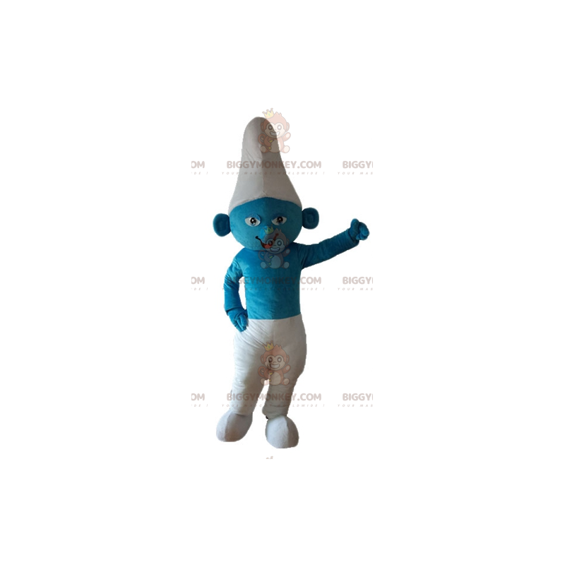 Schlumpf-Maskottchen-Kostüm der blauen und weißen Cartoon-Figur