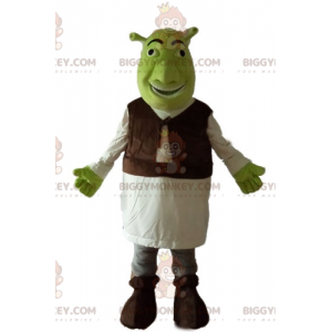 BIGGYMONKEY™ maskotdräkt av Shrek, den berömda tecknade gröna