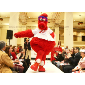 Costume de mascotte BIGGYMONKEY™ de gros oiseau rouge bleu et