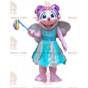 BIGGYMONKEY™ mascottekostuum van mooie roze en blauwe fee, erg
