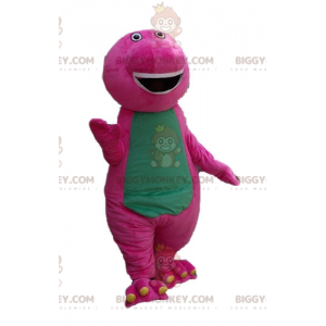 Disfraz de mascota BIGGYMONKEY™ de dinosaurio rosa y verde