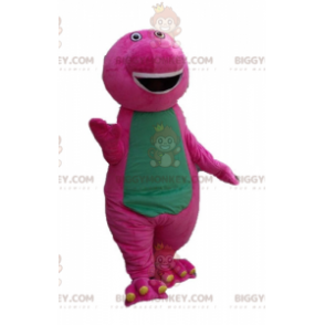 Disfraz de mascota BIGGYMONKEY™ de dinosaurio rosa y verde