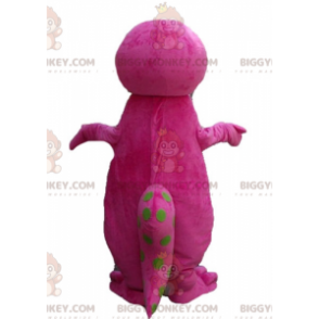 Funny Plump Giant Pink And Green Dinosaur BIGGYMONKEY™ Mascot
