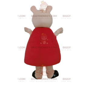 BIGGYMONKEY™ Maskottchenkostüm Rosa Schwein mit rotem Kleid -