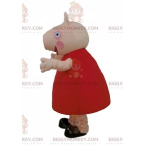 BIGGYMONKEY™ Maskotdräkt Rosa gris med röd klänning -