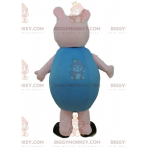 Kostium maskotka różowa świnia BIGGYMONKEY™ ubrana na niebiesko