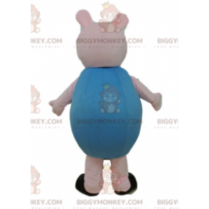 Pink Pig BIGGYMONKEY™ Mascot Costume Dressed in Blue –