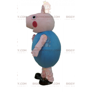 Pink Pig BIGGYMONKEY™ Mascot Costume Dressed in Blue –