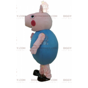 Costume de mascotte BIGGYMONKEY™ de cochon rose habillé en bleu