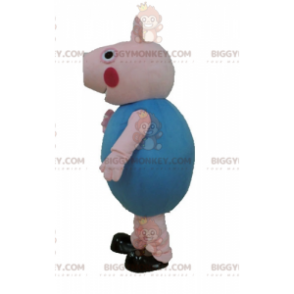 Kostium maskotka różowa świnia BIGGYMONKEY™ ubrana na niebiesko