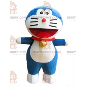 Doraemon berömda manga blå katt BIGGYMONKEY™ maskotdräkt -