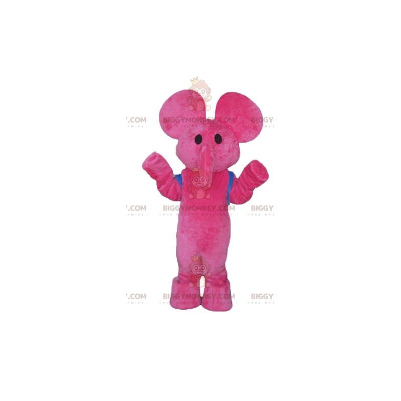 Fantasia de mascote Pink Elephant BIGGYMONKEY™ com bolsa azul –