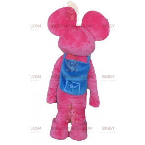 Pink Elephant BIGGYMONKEY™ Mascot Costume with Blue Satchel –