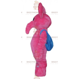 Pink Elephant BIGGYMONKEY™ Mascot Costume with Blue Satchel –