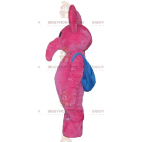 Pink Elephant BIGGYMONKEY™ Mascot Costume with Blue Satchel -