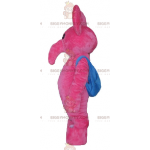Κοστούμι μασκότ ροζ ελέφαντα BIGGYMONKEY™ με μπλε τσάντα -