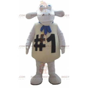 Costume de mascotte BIGGYMONKEY™ de gros mouton blanc très