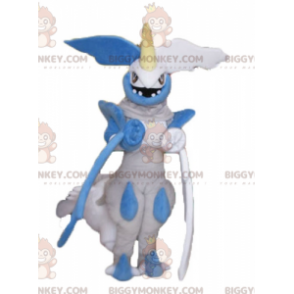 Disfraz de mascota BIGGYMONKEY™ de dragón gris azul y blanco de