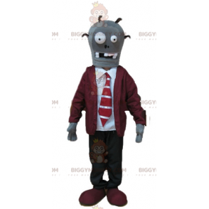 Undead Skeleton BIGGYMONKEY™ Mascot Costume in Tie Suit –