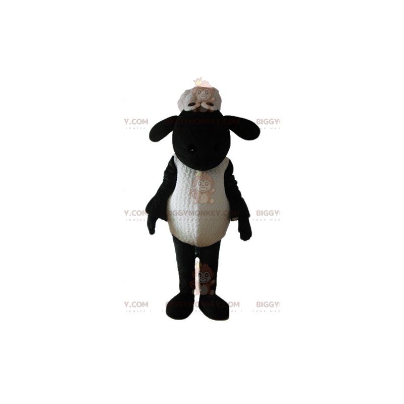 Costume de mascotte BIGGYMONKEY™ de Shaun mouton noir et blanc