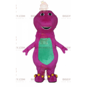 Big Giant Pink and Green Dinosaur BIGGYMONKEY™ maskottiasu -