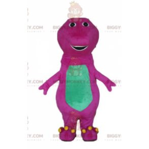 Costume de mascotte BIGGYMONKEY™ de gros dinosaure rose et vert