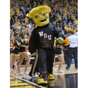 Kostým maskota BIGGYMONKEY™ Žlutý muž s černým sportovním