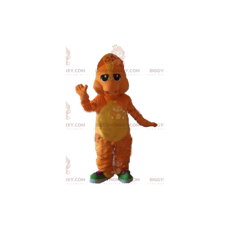 Costume da mascotte drago arancione e giallo BIGGYMONKEY™ -