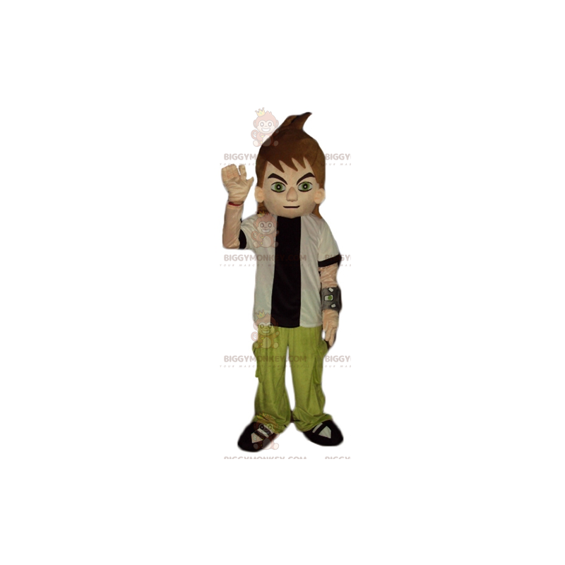 BIGGYMONKEY™ Teen Boy Green Outfit Mascot Costume Black & White