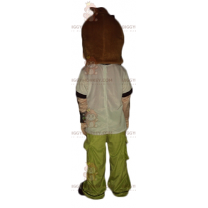 BIGGYMONKEY™ Teen Boy Green Outfit -maskottiasu, mustavalkoinen