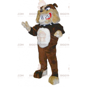 Costume de mascotte BIGGYMONKEY™ de bulldog marron beige et