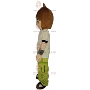 BIGGYMONKEY™ Teen Boy Green Outfit Maskottchenkostüm Schwarz &