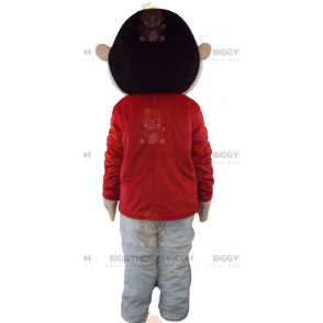 Jugendjunge BIGGYMONKEY™ Maskottchenkostüm in rot-grauem Outfit