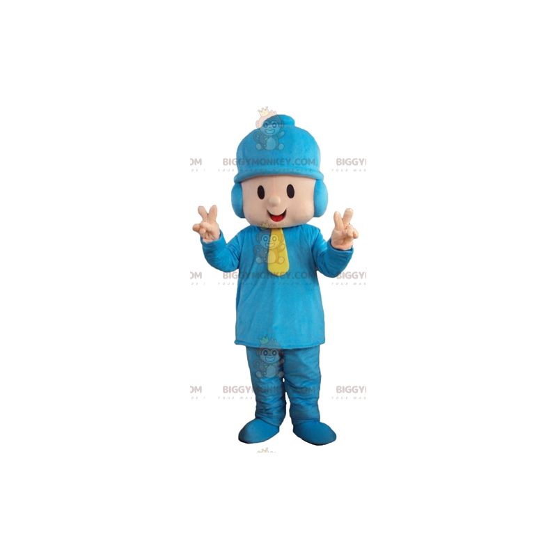 BIGGYMONKEY™-mascottekostuum voor jongen in blauwe outfit met